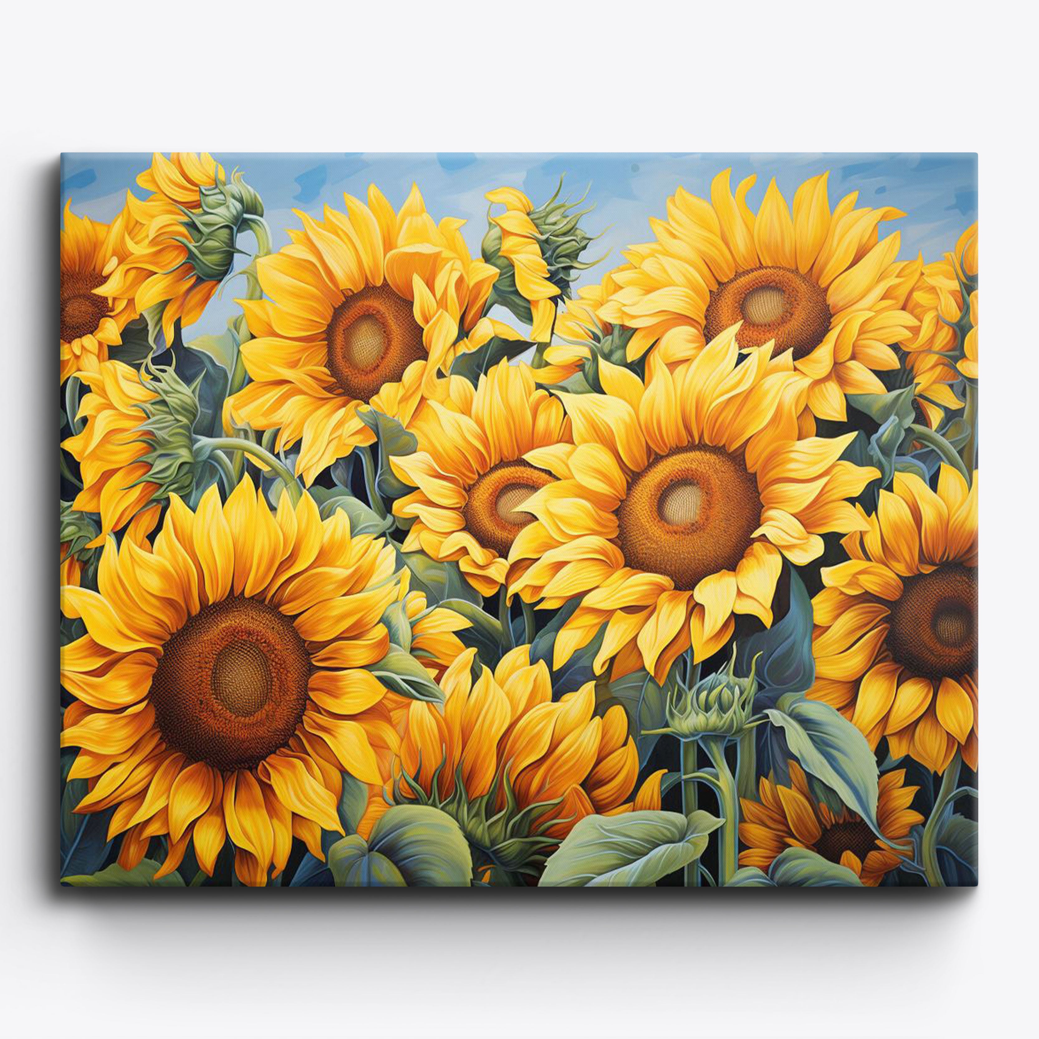 1pc Sunflowers DIY Painting By Numbers For Beginner Wall Art Picture Acrylic  Paint Canvas Painting For Home Decors 40x40cm/16x16inch Without Frame