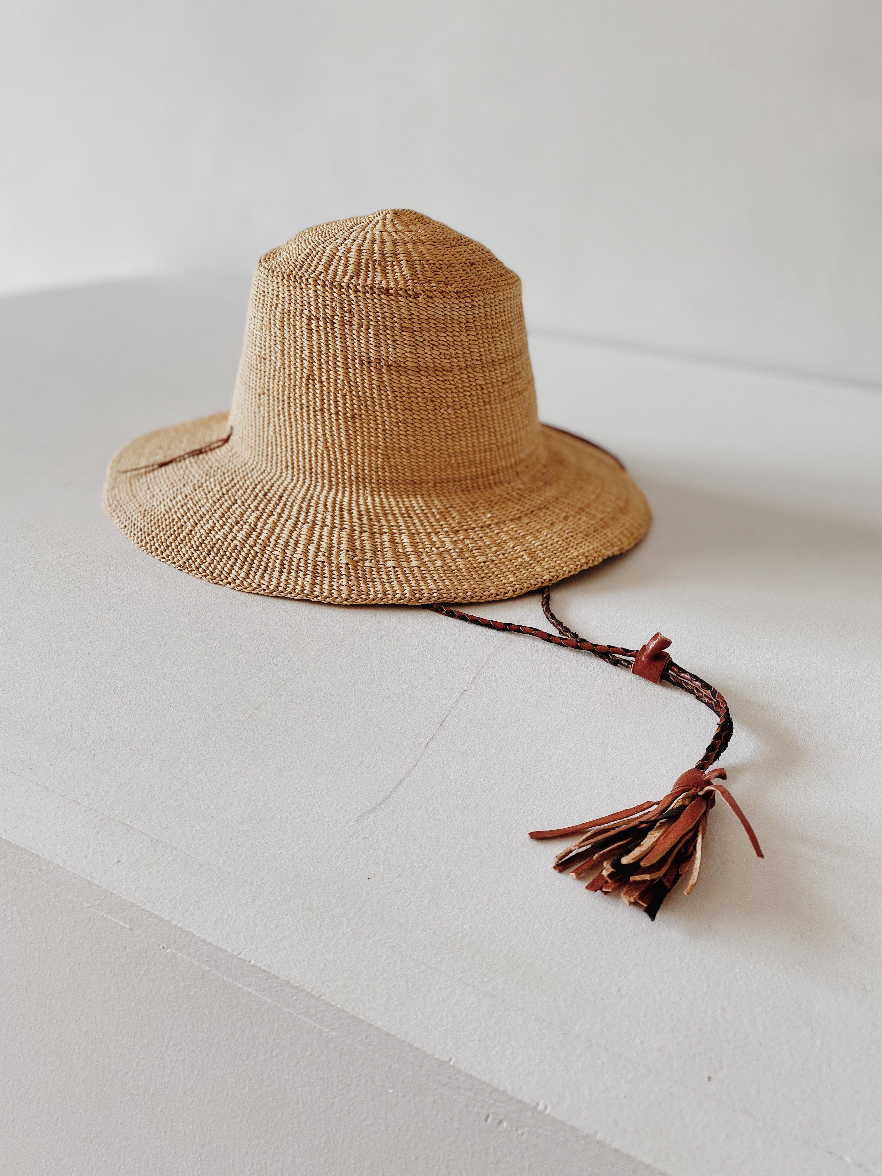 short brimmed grass hat in natural