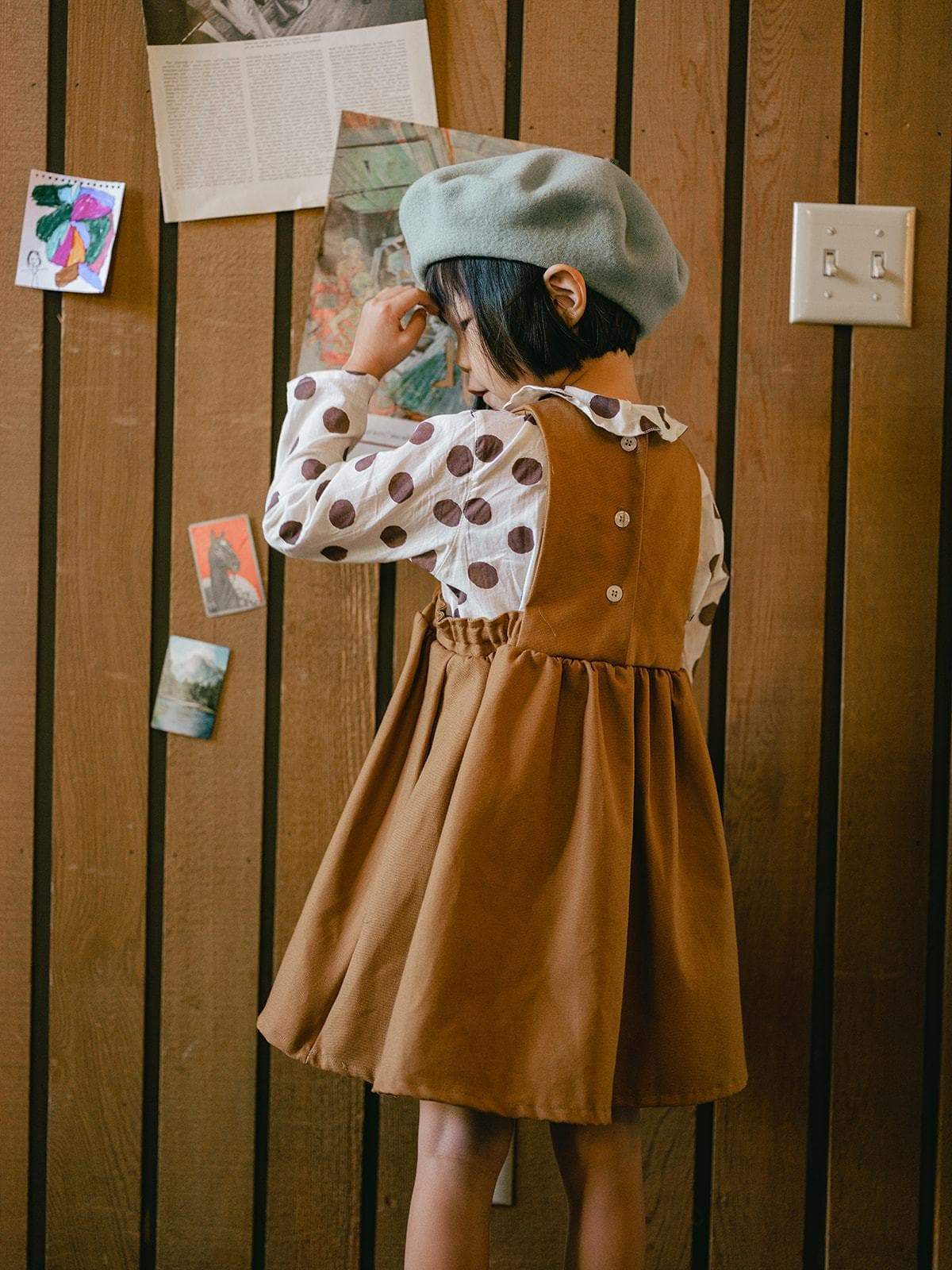 alice pinafore in camel canvas