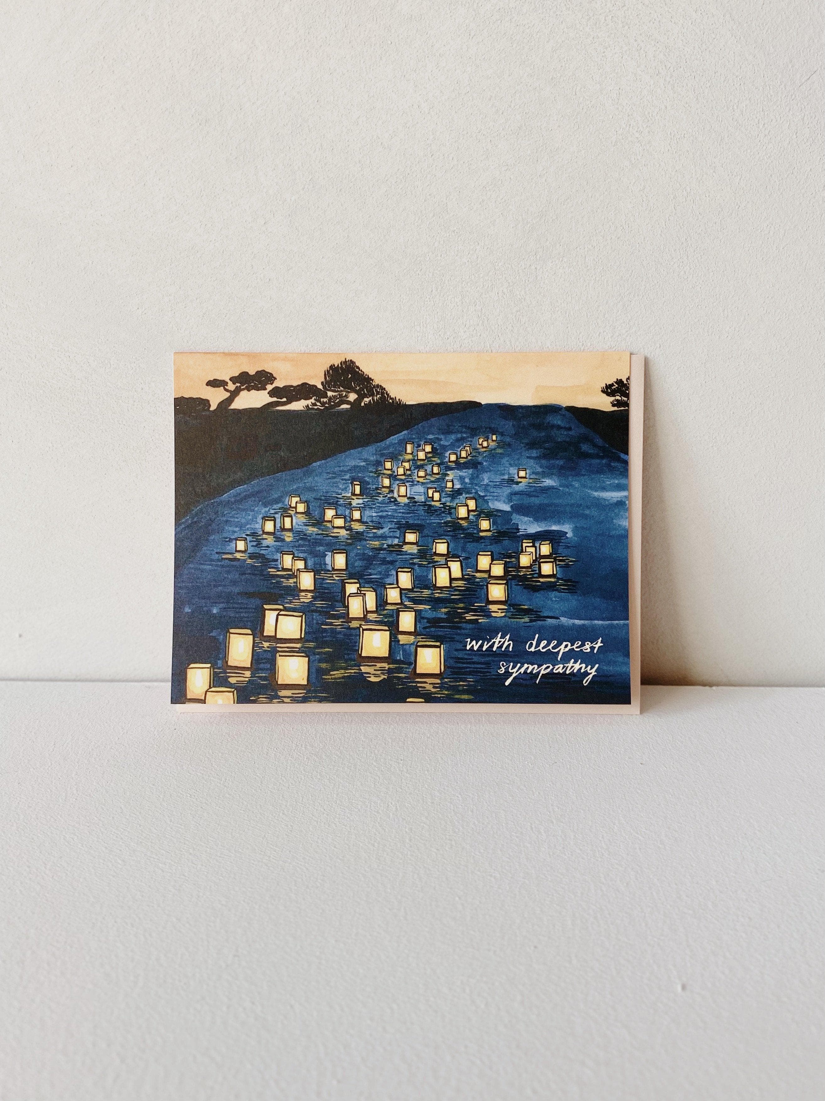 japanese lanterns sympathy card