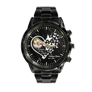Goodbyes Are Not Forever Heart Memorial Gift Loss Of Loved One Black Stainless Steel Watch - marketpresent