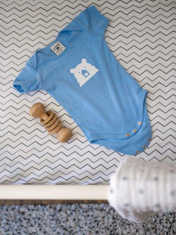 NSTP Bear onesie + Wooden Baby rattle