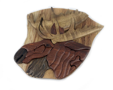 Wooden Steelhead Intarsia Puzzle Box