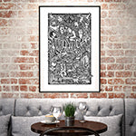 An image of a framed Woodstock Letterpress Posterography Art Print in a living room.