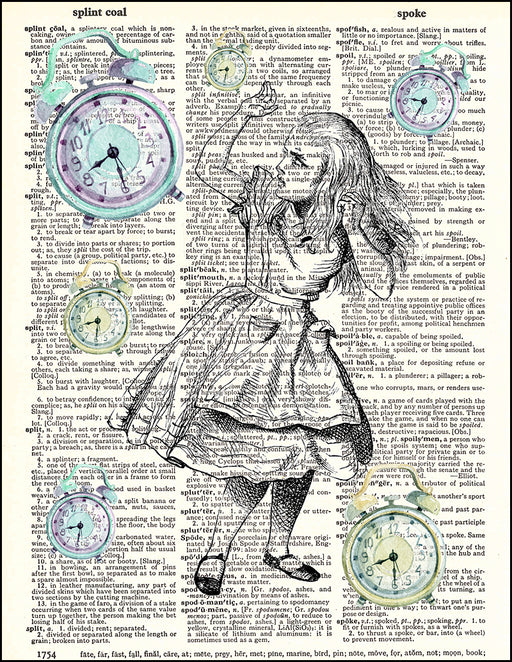 Alice in Wonderland wall art set of dictionary book pages pictures