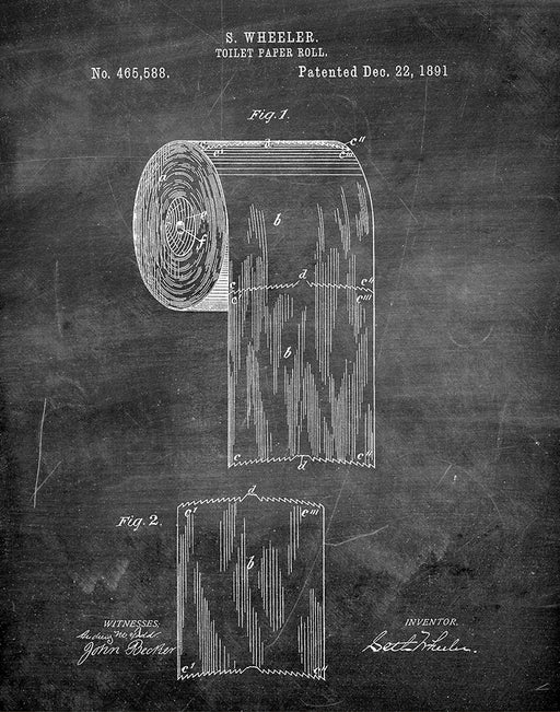 Toilet Paper Roll 1891 - Patent Art Print - Blueprint — Fresh