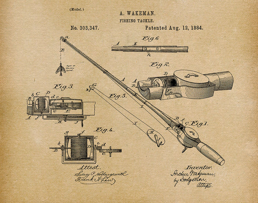 Breakwater Bay Fishing Tackle Navy Blue Patent Blueprint On