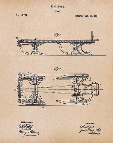 An image of a(n) Sled Patent Art Print Parchment.