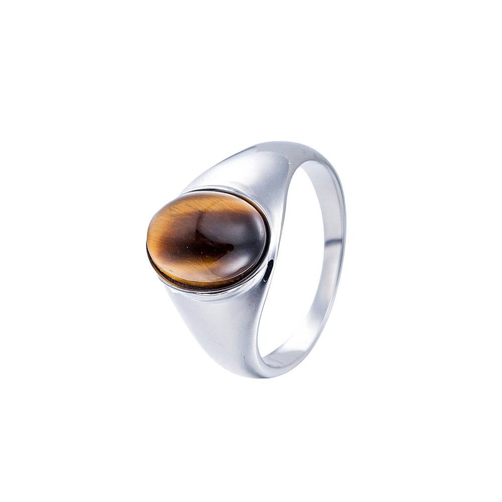 SEVEN50 - TIGER EYE OVAL STONE SIGNET RING