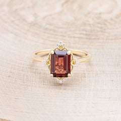 Custom Emerald Cut Mozambique Garnet Engagement Rings - Elysian Glow ,promise rings,anniversary rings