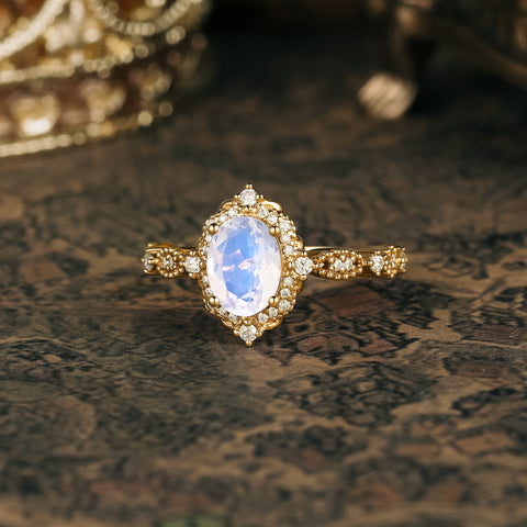 Moonstone Engagement Ring-Arabella Wedding Rings Promise| Aurumluminos