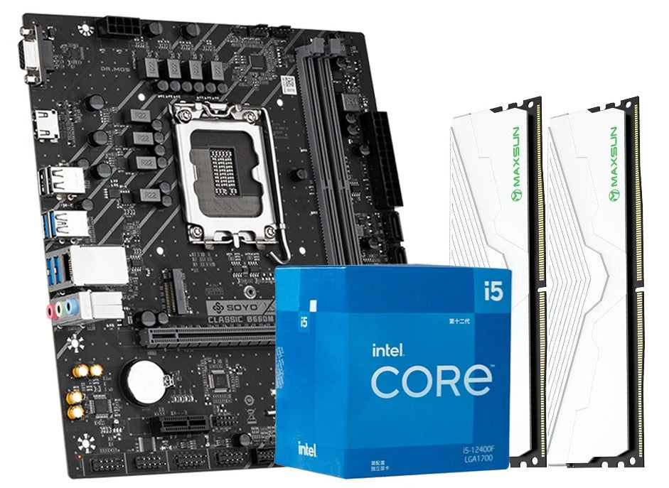 Intel I5 12400F CPU Motherboard B660M Set & DDR4 8GBx2=16GB 3200MHz RAM for Desktop Gaming Computer Combo