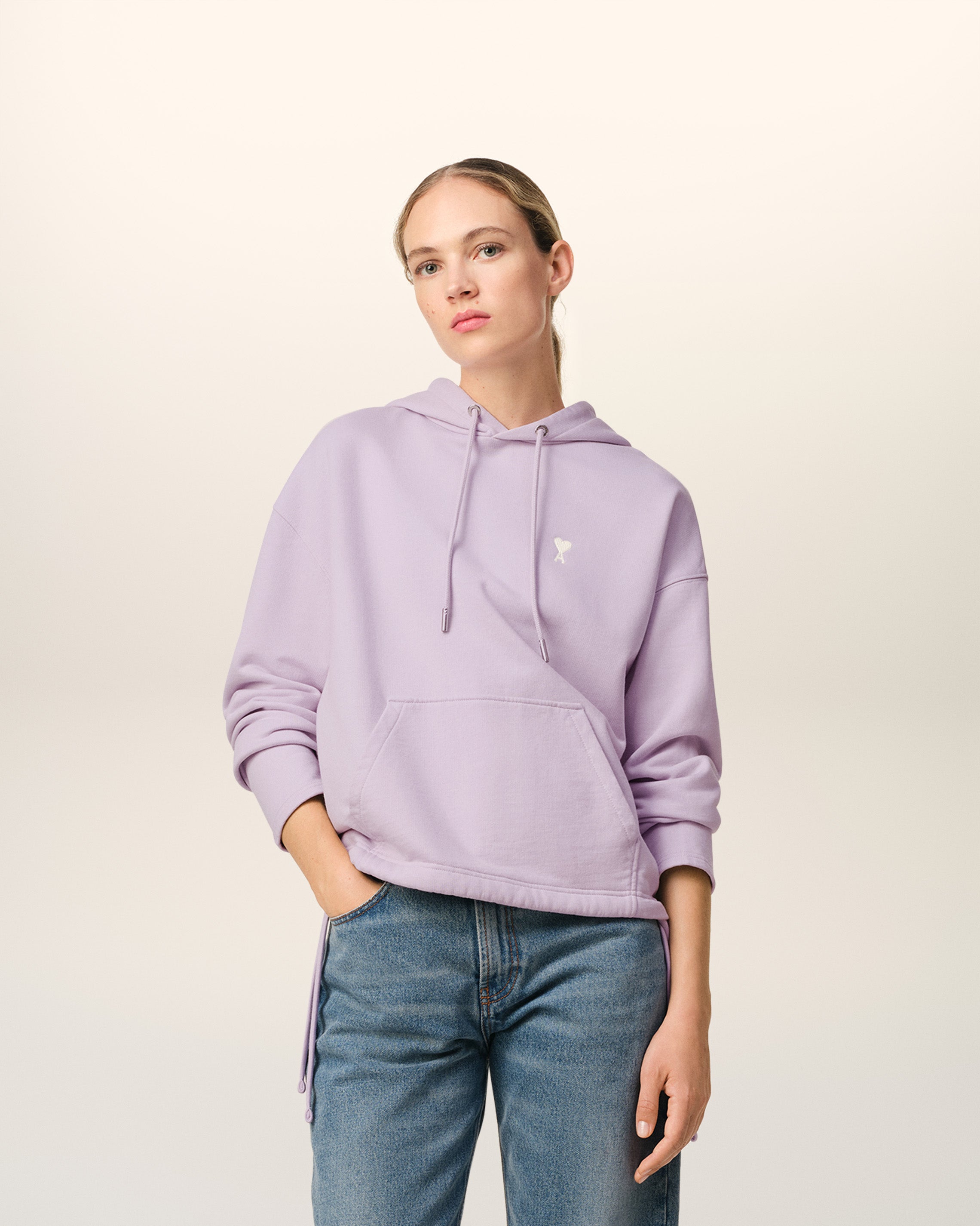 Ami Alexandre Mattiussi Purple Cotton Ami De Coeur Hoodie Purple In Lilac