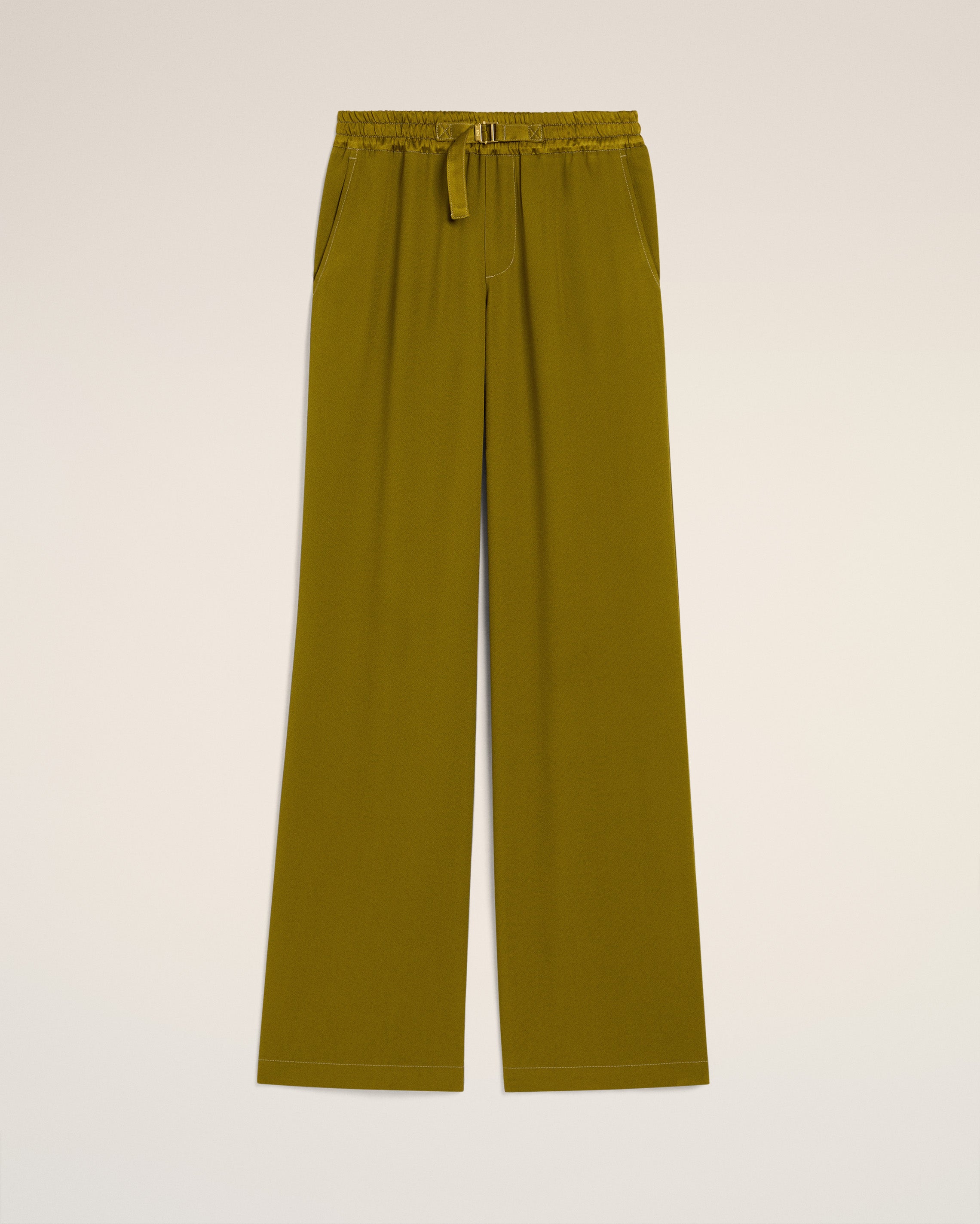 Ami Alexandre Mattiussi Khaki Flare Fit Elasticated Trousers Green In Lichen