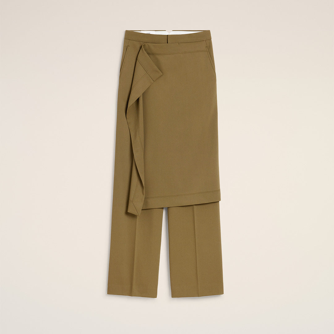 AMI Paris - Green Wool Front Panel Large Trousers Green - Size: 40 - for Women
