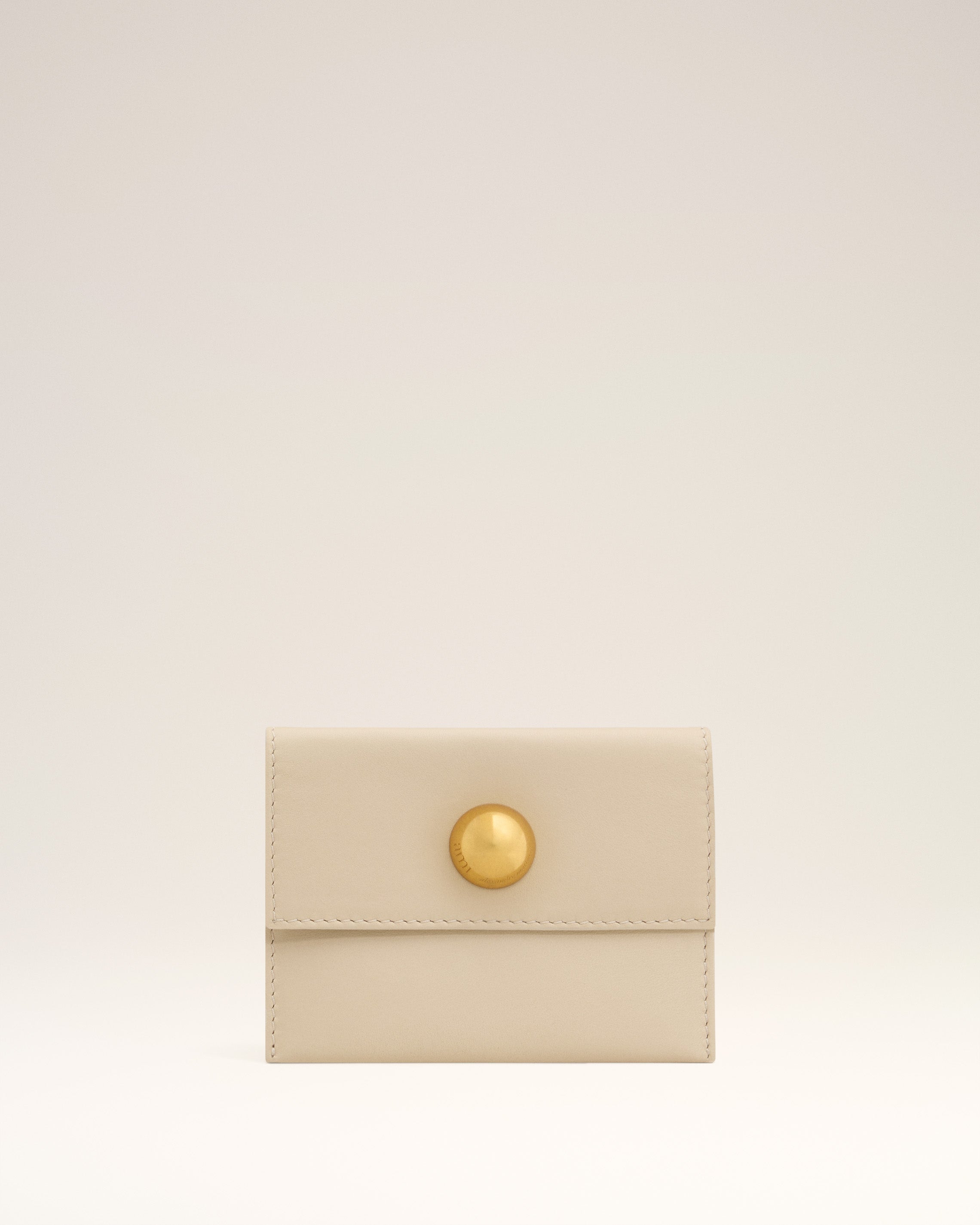 Ami Alexandre Mattiussi Beige Leather Carrousel Folded Card Holder Beige In Ginger