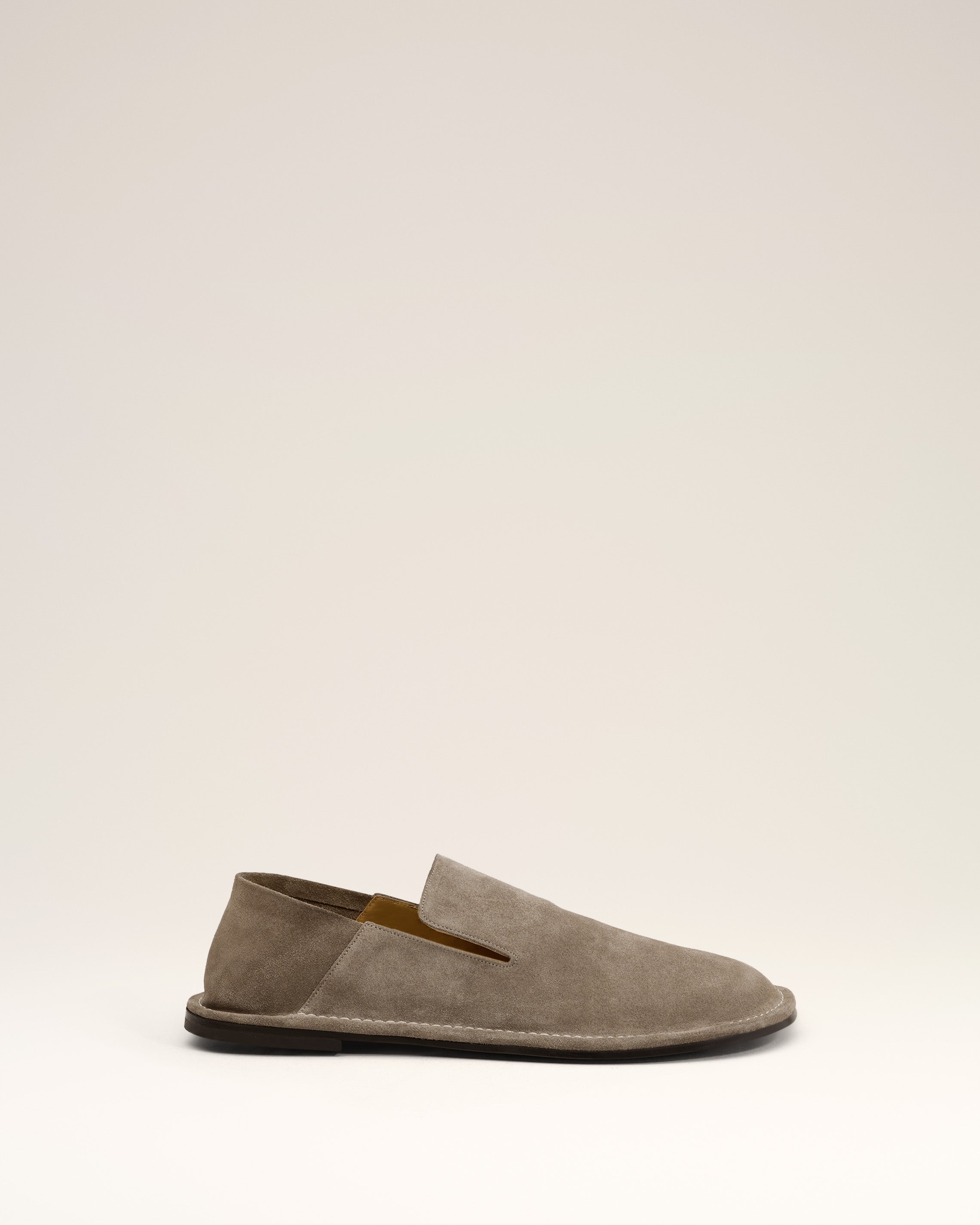 Ami Alexandre Mattiussi Beige Leather Midi Slippers Grey In Ash