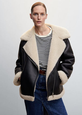 shearling women leather jacket