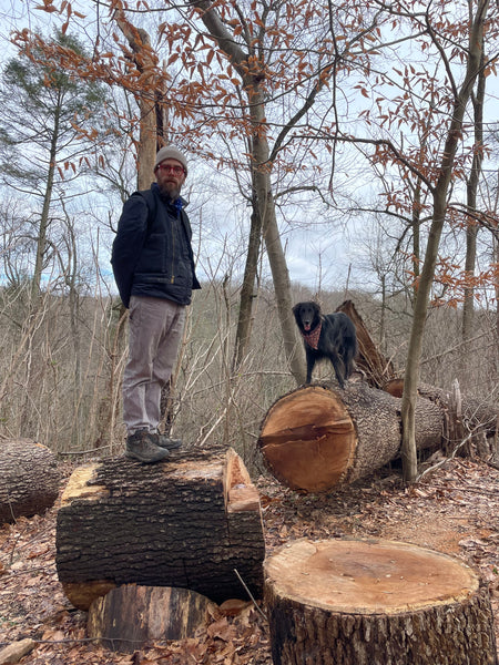 Lu and Cody on a Downed Tree