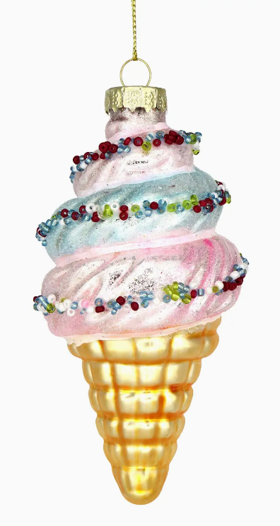Ice Cream Cone Glass Ornament