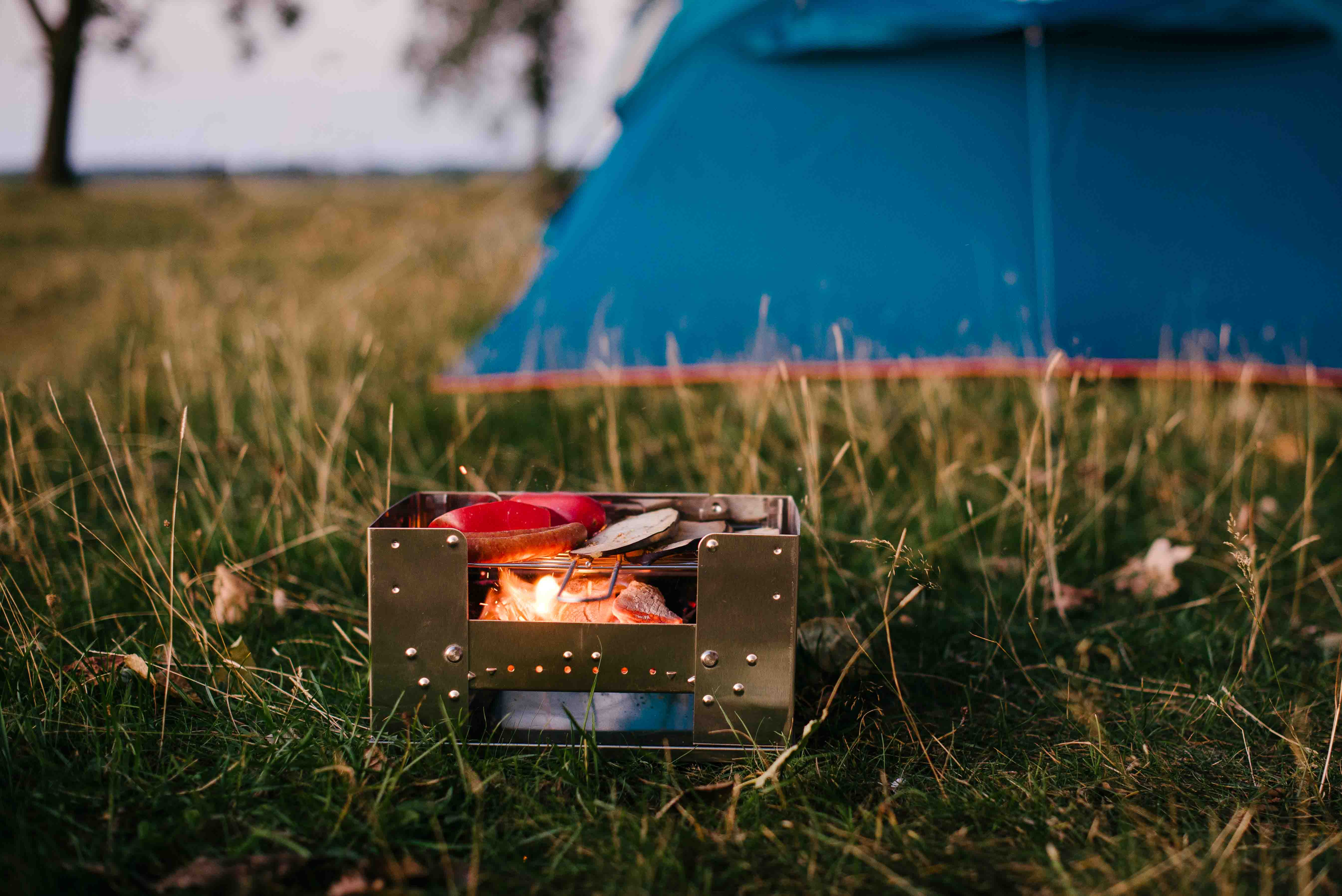 Esbit charcoal grill when camping