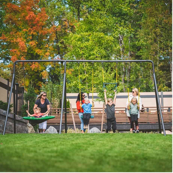 A gobaplay metal swing set.