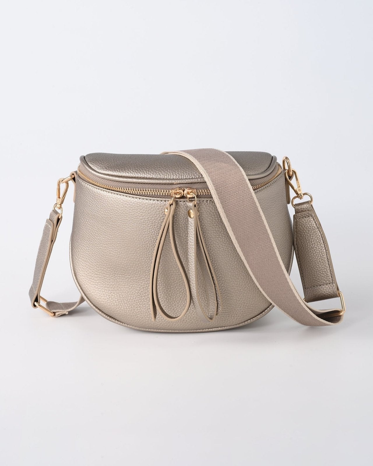 Metallic taupe crossbody buideltas - Nouka product image