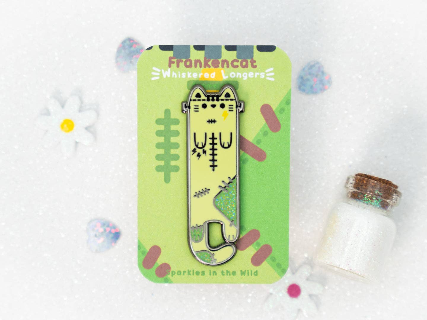 Frankencat Enamel Long Cat Pin