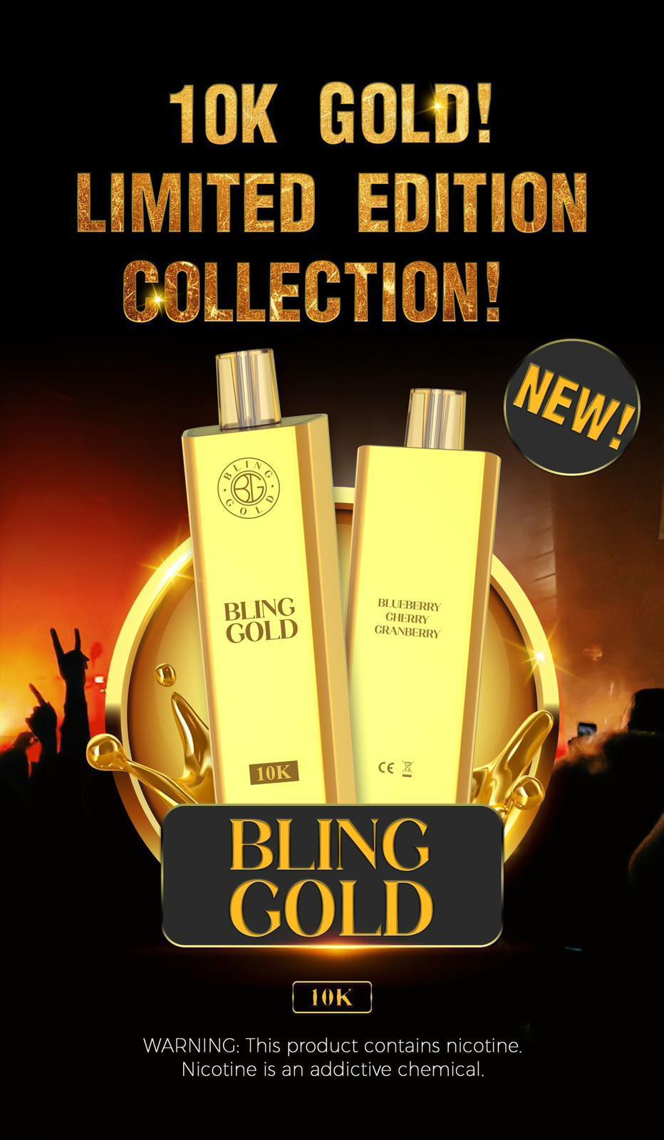 Gold Bling 10000 Disposable Vape Puff Pod Bar - Clouds Vapes