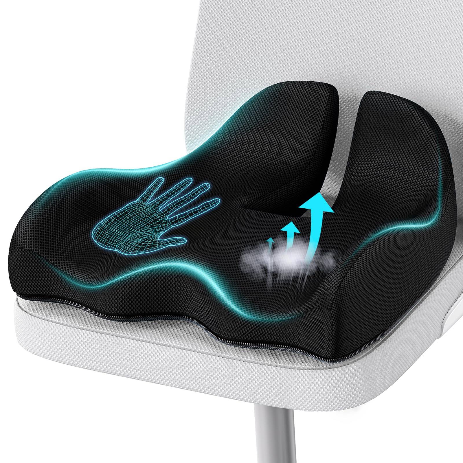 A-Pce Extra Large Memory Seat Cushion for Office Chair Pressure Relief Sciatica & Tailbone Pain Relief Memory Foam Firm Coccyx Pad for Long Sitting, NBA0_S8DJB41