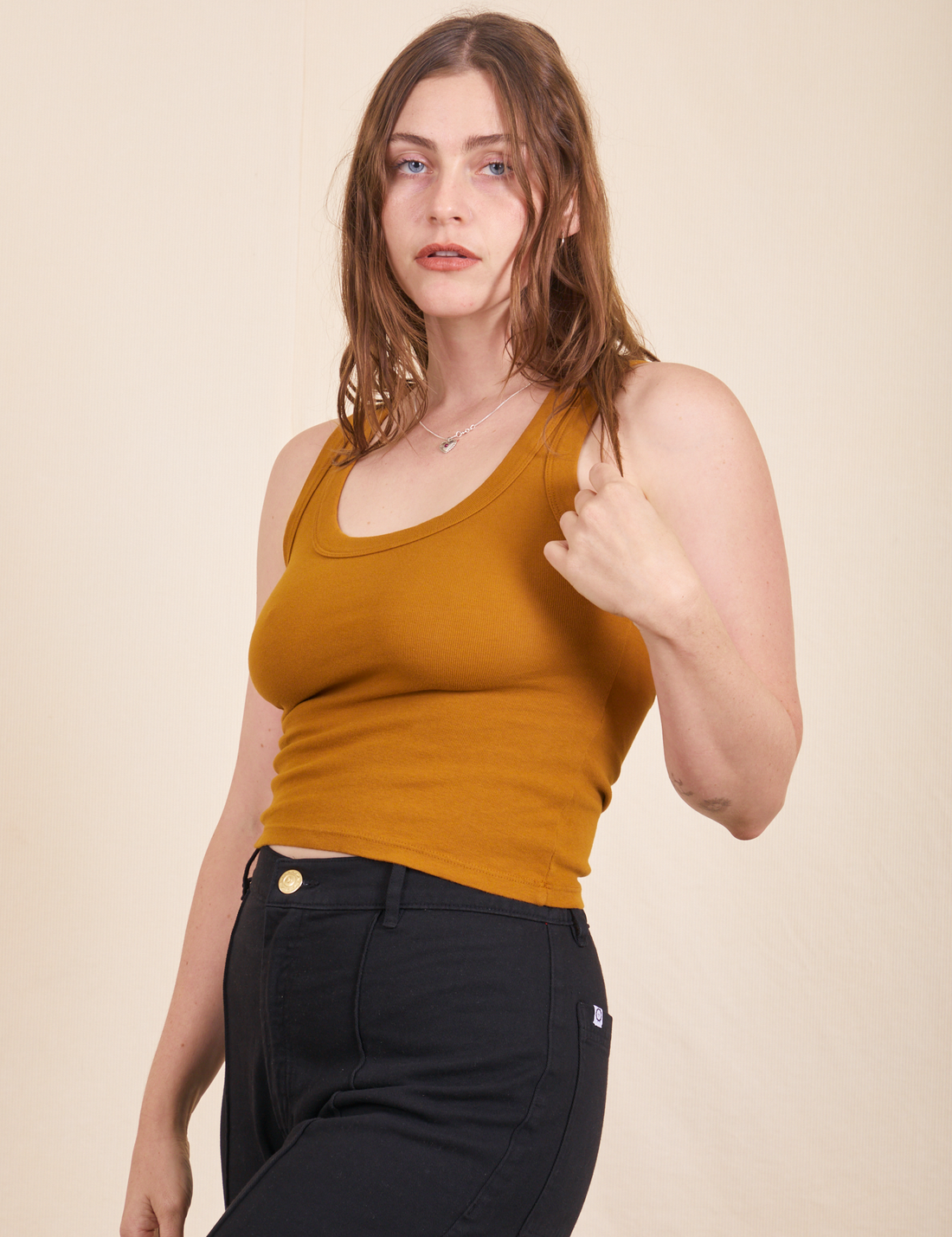 The Tank Top in Spicy Mustard on Allison