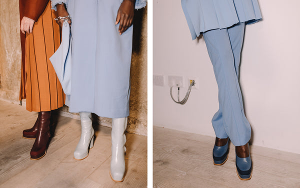 Women's Chunky Boots Backstage at the Richard Malone x Malone Souliers Show LFW