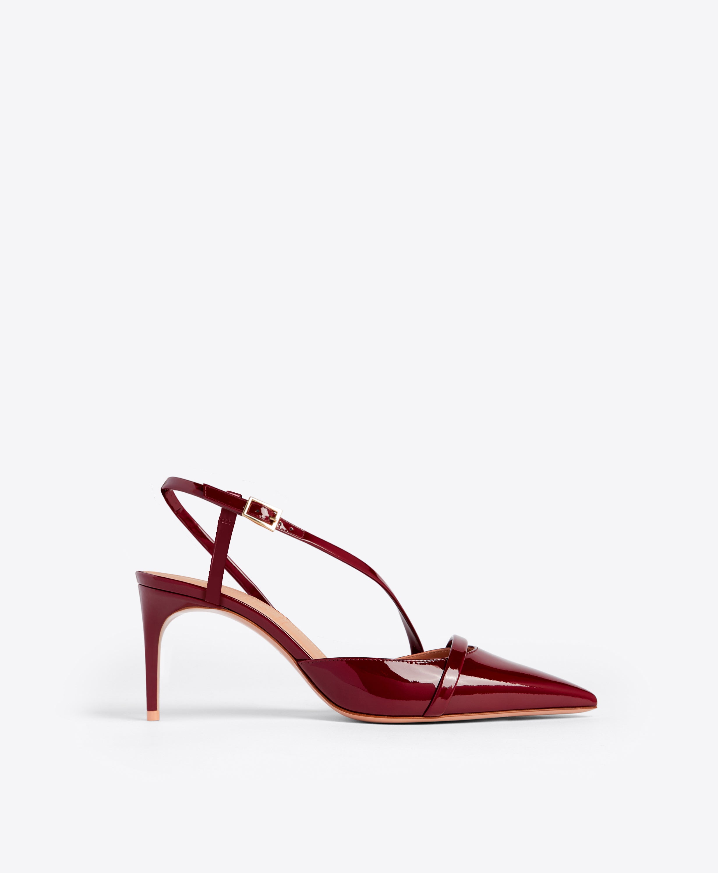 Valeria 70 - Bordeaux Patent Leather Slingbacks with Asymmetric Strap - Malone Souliers product image