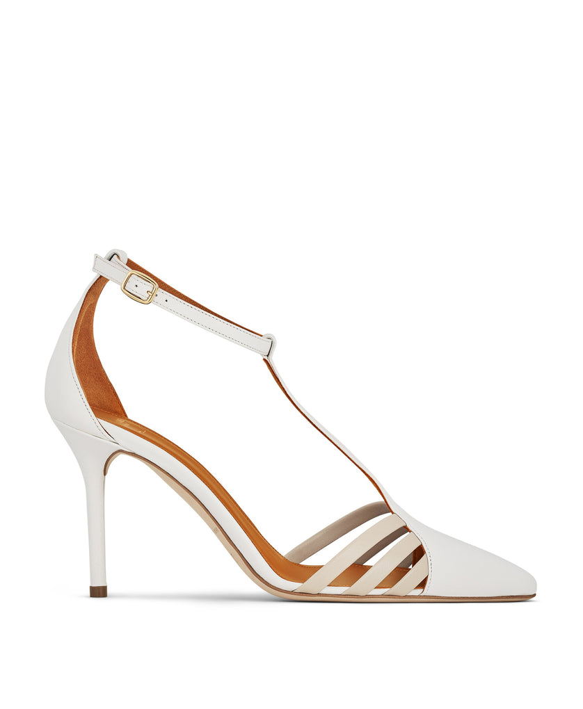 Ila White T-Bar Heels: Women's Designer 