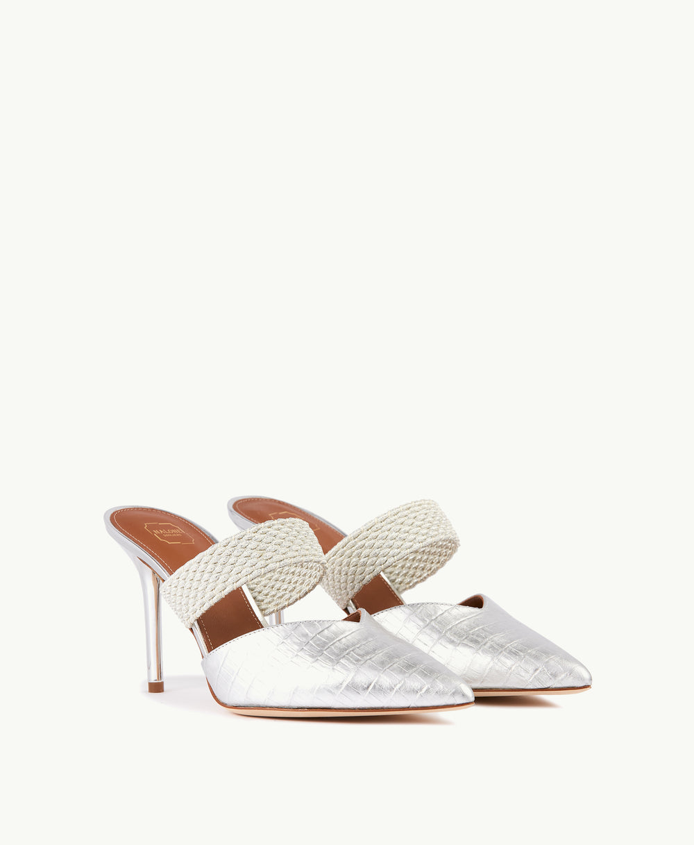 Maisie 45mm Cream Nappa Beige Elastic Leather Heels | Malone Souliers