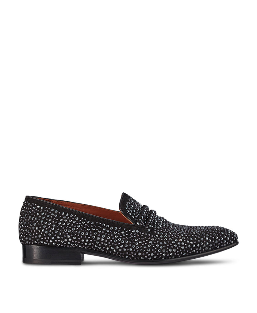 mens black glitter loafers