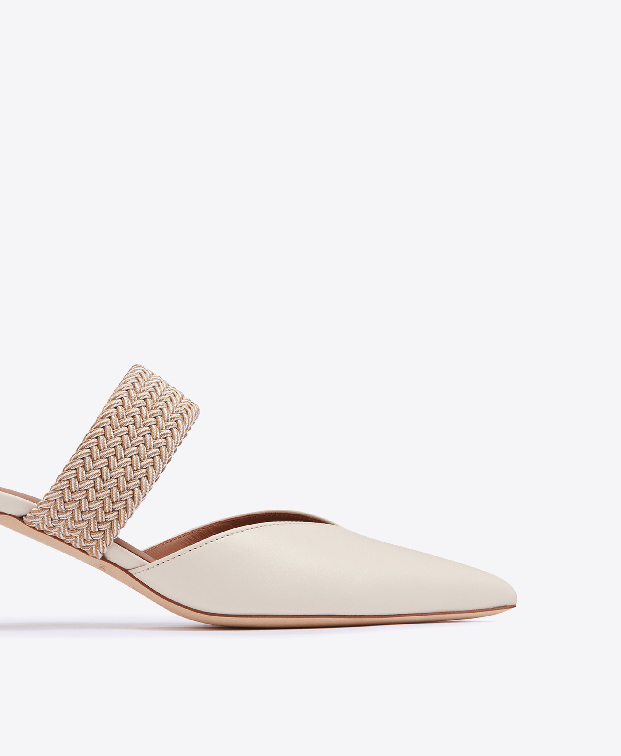 Maisie 45mm Cream Nappa Beige Elastic Leather Heels | Malone Souliers