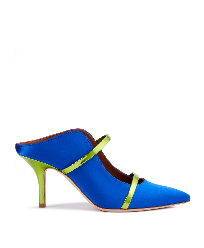 Maureen Blue Satin Mules: Women's Shoes 