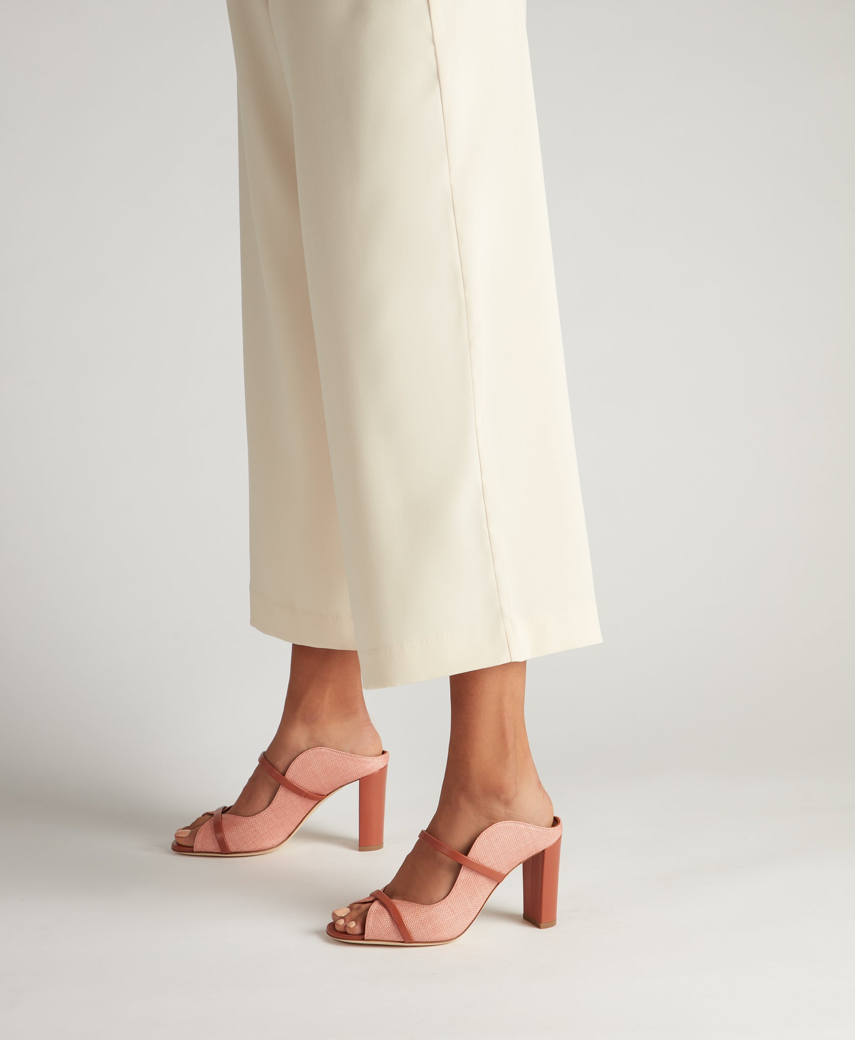 Norah 85mm Pink Open Toed Heeled Mules | Malone Souliers