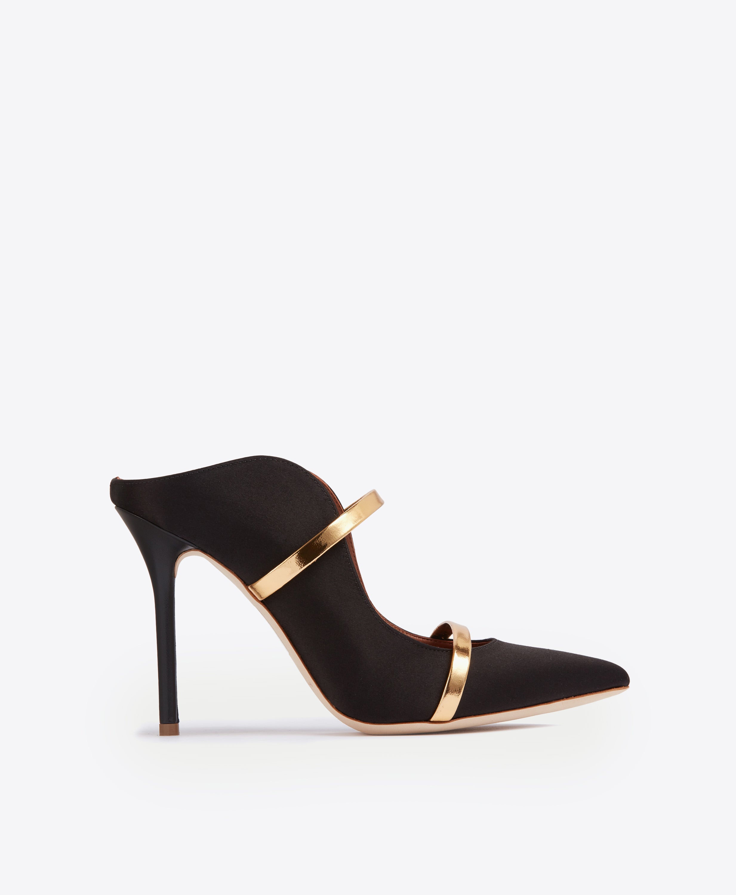 Faux Leather 'Bubble' Straps Pointed Toe Stiletto Heels - Gold – FloralKini