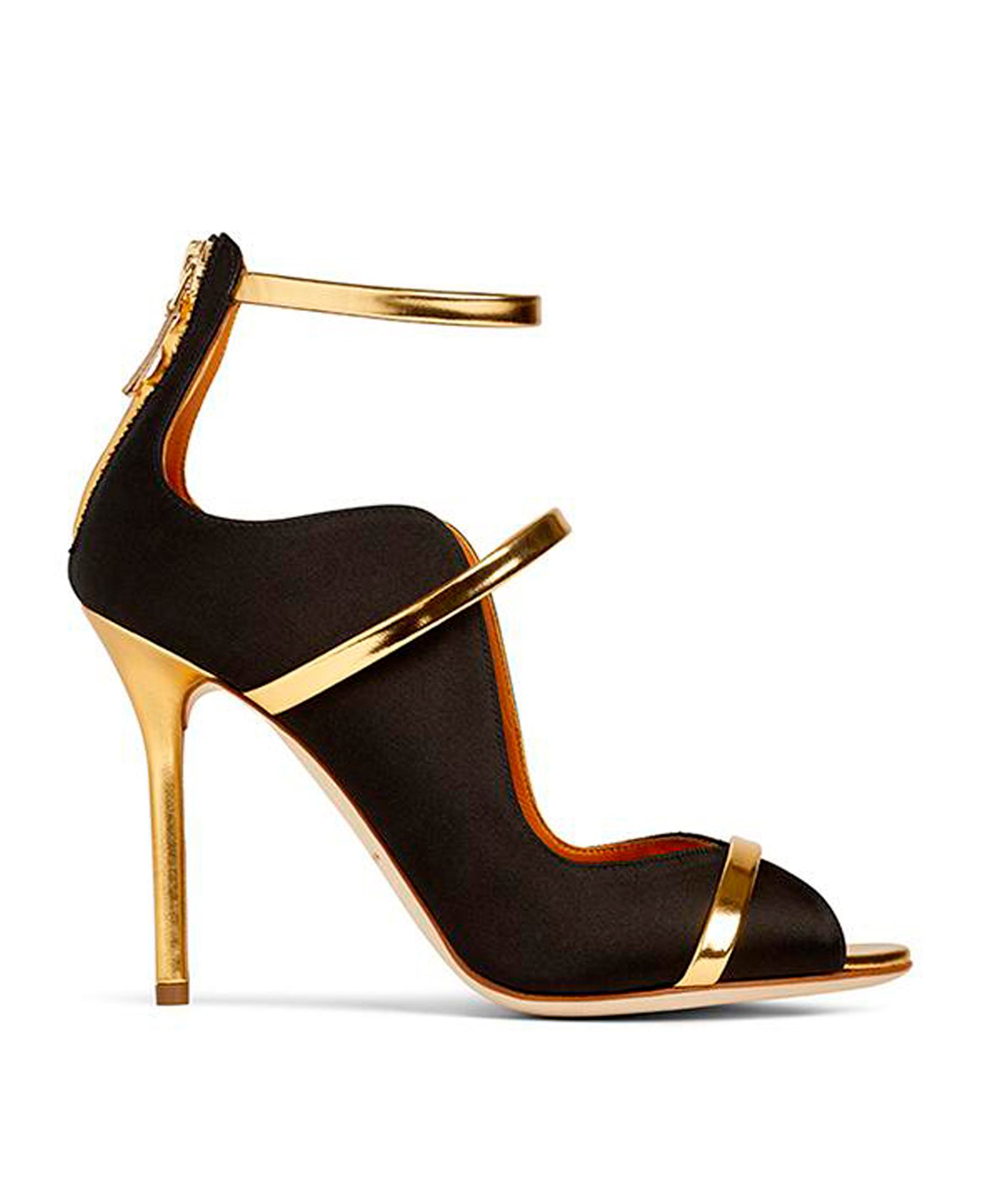 Mika Black Satin Heels: Women's Designer Shoes | Malone Souliers