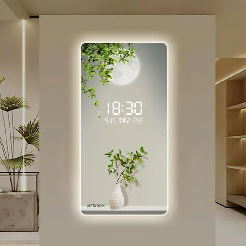 Green Plant Digital Plug-in Electronic Wall Clock - Image 4