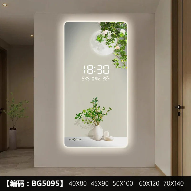 Green Plant Digital Plug-in Electronic Wall Clock - Image 6