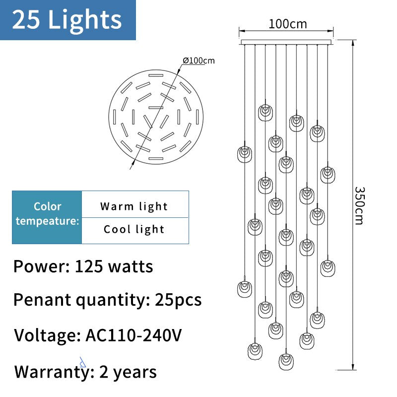 Crystal LED Pendant Chandelier – Rotating Staircase Lighting - Image 17