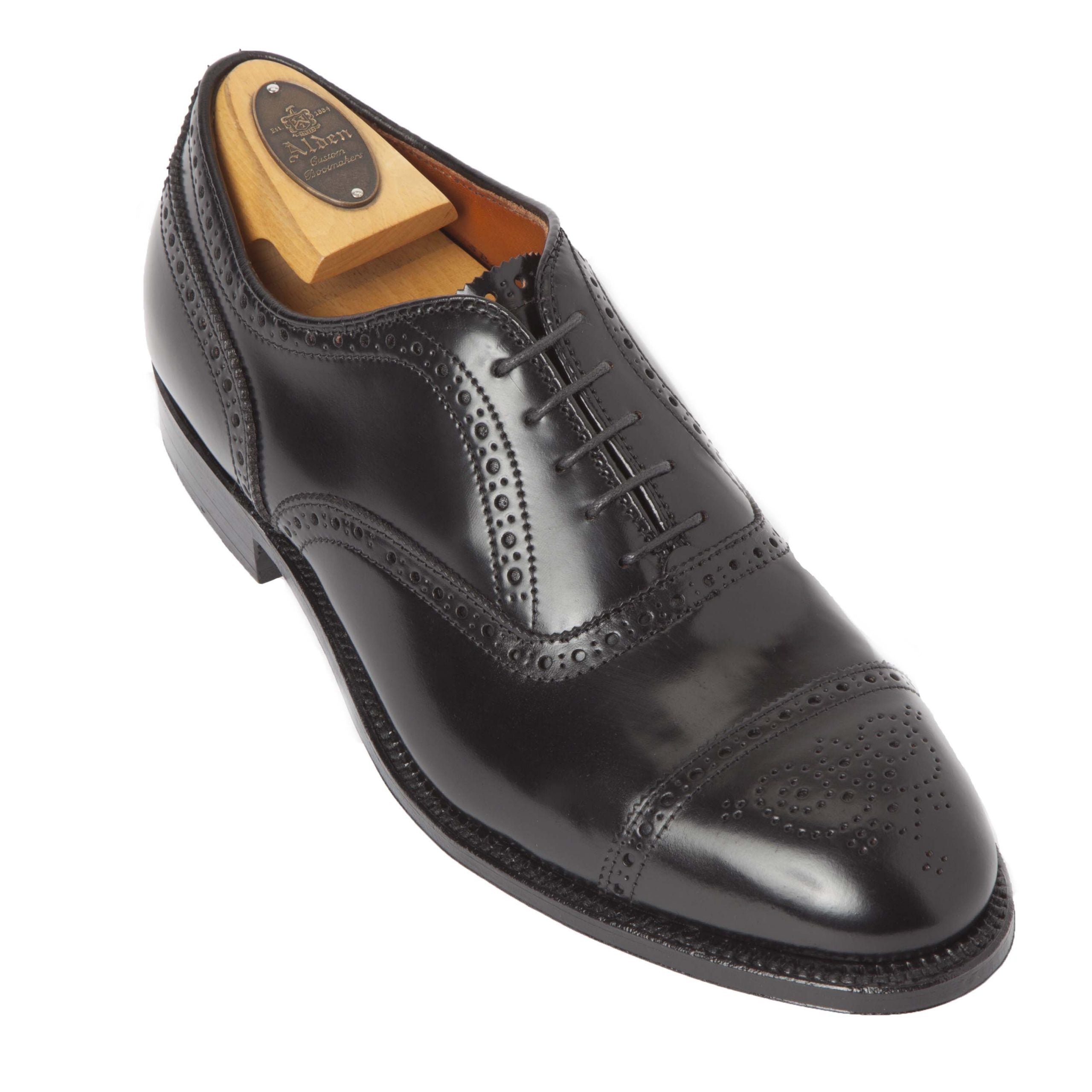 9071 - Straight Tip Bal in Black Shell Cordovan