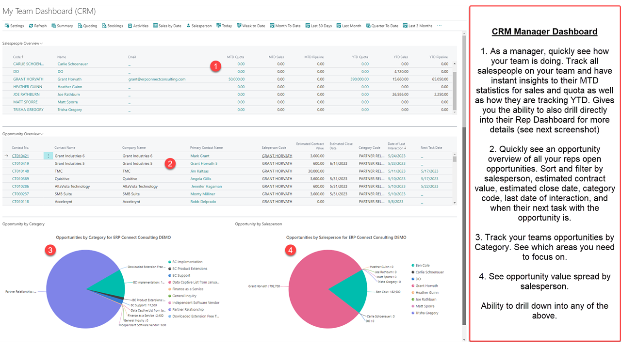 Advanced CRM Sales Manager Dashboard View