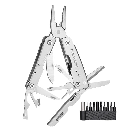 Roxon CM1349 SPARK Multitool Plier, 14-in-1 Multitools Folding Plier,  Multipurpose Outdoor Survival Portable Multi Tool Set