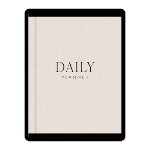 Tablet showing cover of digital daily planner