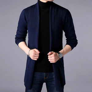 Ilooove Men Thin Knitted Cardigan Sweater Spring Autumn Solid Sweater Bottoming Long Sleeved Mens Slim Fit Cardigan Sweater - ilooove