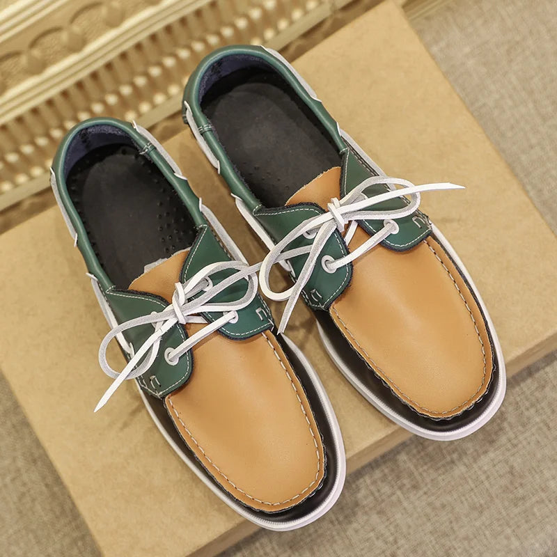 Loafers British Style Classic Lazy Shoes Mens Dress Leather Men Casual Shoes Fashion Boat Shoes England Men's Flats Lace Up Men